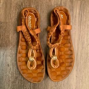 Beautiful Brown Flat Sandals. Size 10 Casual Sandals. Chic Sandals.